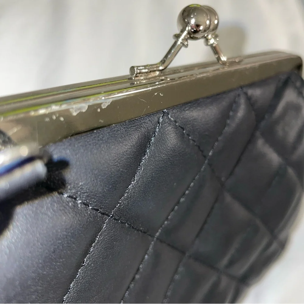 Margot New York Quilted Leather Chain Strap Clutch‎ Bag 12x5